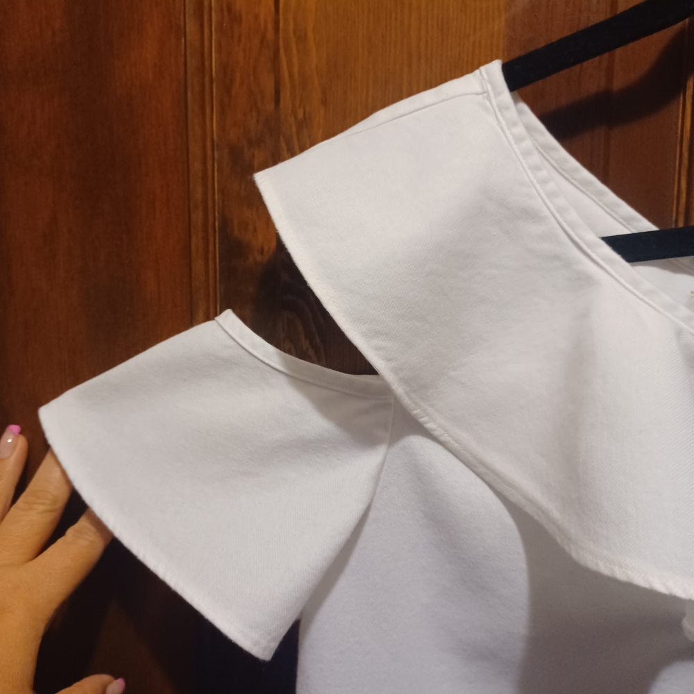 Madewell White Ruffled One-Shoulder Blouse - Picture 4 of 7